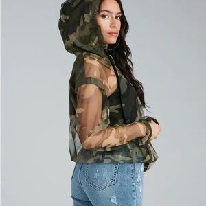 NWT Shinestar Mesh Camouflage Hooded Jacket Size S